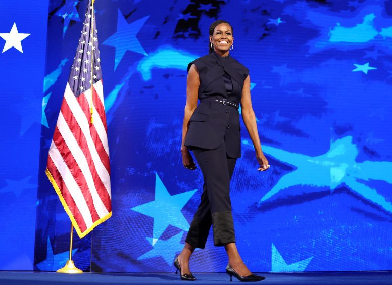 First Lady Michelle Obama Shines In Deconstructed Monse Suit At Day 2 Of The DNC