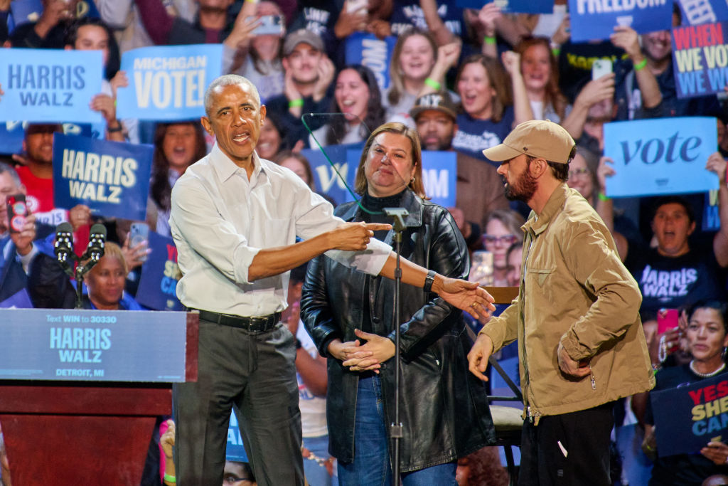 Barack Obama Raps Eminem’s “Lose Yourself” At Detroit Rally For Kamala Harris